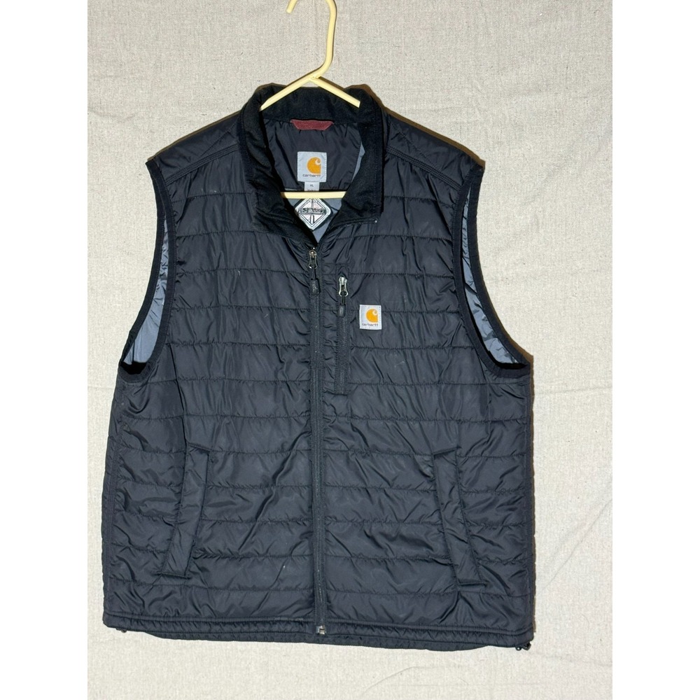 Carhartt Gilliam Puffer Vest Mens XL Black Quilted Rain Defender International